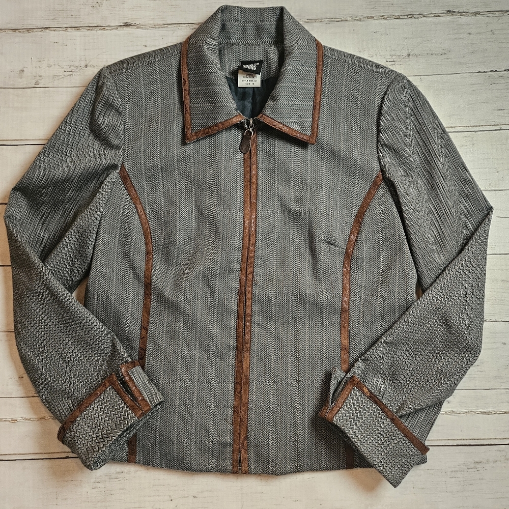 Vintage Sharon Young Jacket With Faux Leather Edging Size‎ 10